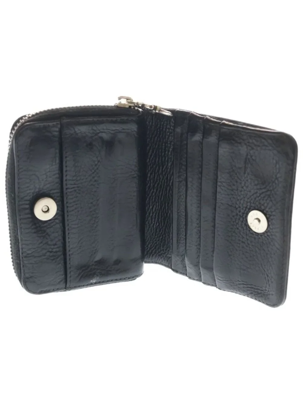 Chrome Hearts SQ Zip Bill Square Zip Leather Wallet Black